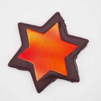 Stern aus Marzipan mit Zartbitterschokolade 20g